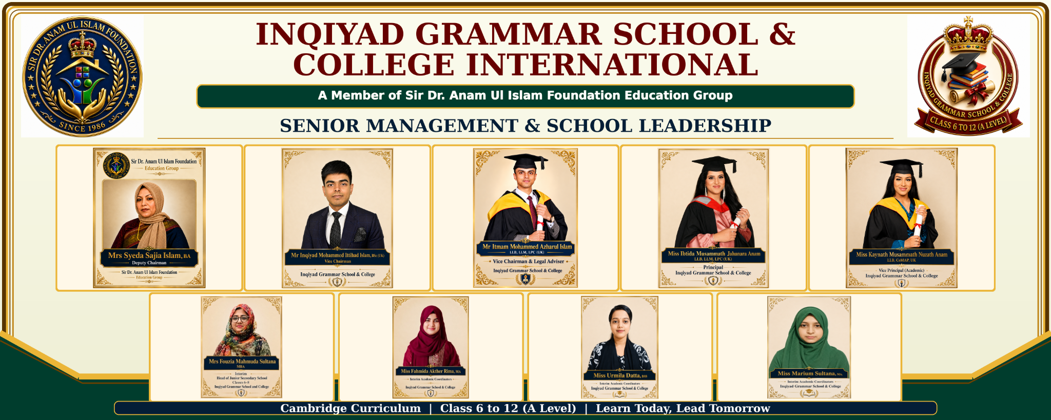 Original IGSC senior management and school leadership banner